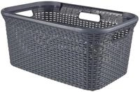 CURVER STYLE W&auml;schekorb aus 70% Recyclingmaterial, Rattanlook, 45L, anthrazit