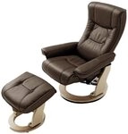 Robas Lund, Sessel, Relaxsessel, Hamilton mit Hocker, Leder/braun, 83 x 85-110 x 105