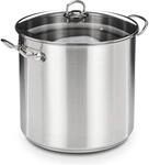GSW 643474 Profi-Topf mit Glasdeckel, 30 x 28cm, 20 l, Edelstahl, silber, 30 x 28 x