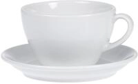 Esmeyer Kaffee-Tassen Bistro 0,20l mit Untertasse 12-teilig, Porzellan, Wei&szlig;, 31.5 x