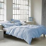 elegante Leinen Bettw&auml;sche Breeze hellblau 1 Bettbezug 135 x 200 cm + 1...