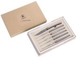 LAGUIOLE - Set mit 6 Design-Tischmessern - Edelstahl, Zebra-Holzgriff - Schlankes