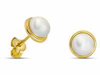 Miore Damen Perlen Ohrringe 9 Karat Gold 375 Gelbgold