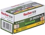 fischer 524859 Spreizd&uuml;bel SX GREEN 5 x 25, Schachtel mit 90 nachhaltigen D&uuml;beln,