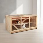 Mucola Kleintierk&auml;fig 117x63x58 cm Kleintiergehege 3 st&ouml;ckig Holz Hamsterk&auml;fig