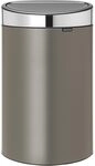 Brabantia Touch Bin New mit herausnehmbaren Kunststoffeinsatz, 40L, Edelstahl,