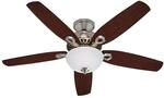 HUNTER FAN Deckenventilator Builder Deluxe 132 cm, Beleuchtung & Zugschalter, Nickel