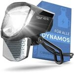 B&Uuml;CHEL Tour Dynamo Lampe mit Standlicht und StVZO Zulassung I 45 LUX Fahrradlampe