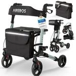 Arebos Leichtgewicht Rollator Aluminium | Reiserollator 6-fach h&ouml;henverstellbar 