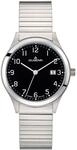 Dugena Herren Armbanduhr Bari Edelstahl 37mm silber/schwarz
