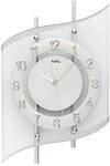 AMS. Funk-Wanduhr 5506, modern, Silber, geschwungenes Mineralglas,...