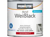 Primaster Acryl Weißlack 375ml Weiß Seidenmatt Wetterbeständig Holz & Metall