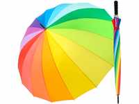 iX-brella Regenschirm XXL Regenbogen 129 cm Fiberglas, leicht, bunt, groß mit