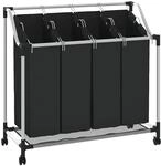 vidaXL W&auml;schesortierer 4 F&auml;cher Schwarz W&auml;schewagen W&auml;schesammler...