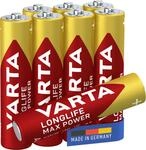 VARTA Batterien AAA, 8 St&uuml;ck, Longlife Max Power, Alkaline, 1,5V, f&uuml;r
