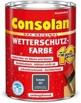 Consolan Wetterschutzfarbe, Deckender Holzschutz f&uuml;r Au&szlig;en, Schiefer, 750 ml