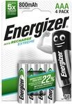 Energizer Recharge Extreme - AAA Akkus wiederaufladbar (4 St&uuml;ck) - 800 mAh NiMH