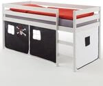 IDIMEX Hochbett Erik Spielbett Kinderbett Bett, Kiefer massiv wei&szlig; lackiert mit