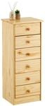 IDIMEX Kommode Hochschrank Anrichte Rondo, 6 Schubladen, Kiefer massiv, Natur