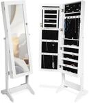 tectake&reg; Schmuckschrank, Standspiegel mit Schmuckkasten, Spiegel gro&szlig; mit Schrank