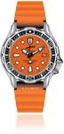 CHRIS BENZ DEEP 500M Automatic Taucheruhr mit orangenem Kautschukband, Korallenorange