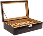 Friedrich|23 Unisex Uhrenkasten mit Glasdeckel f&uuml;r 10 Uhren Kunststoff Braun 20084-3