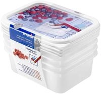 Rotho Domino 4er Set Gefrierdosen 0.5l mit beschreibbarem Motiv auf dem Deckel,