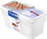 Rotho Domino 3er-Set Gefrierdosen 1,2l mit beschreibbarem Motiv auf dem Deckel,