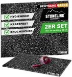 Stoneline Glas Schneidebrett, Schneidbretter Set 2-teilig, Stoneline Optik,