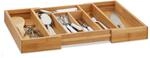 Desconocido 555Y27 Besteckkasten aus Bambus, ausziehbar, 33.5 cm x 28 cm-45 cm