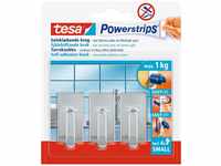 tesa Powerstrips Haken Small CLASSIC - Selbstklebender Wandhaken für Glas, Kacheln,