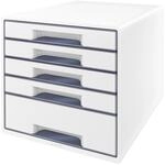 Leitz CUBE Schubladenbox mit 4 Schubladen, Wei&szlig;/Grau, A4, Inkl. transparentem