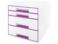 Leitz CUBE Schubladenbox mit 4 Schubladen, Weiß/Violett, A4, Inkl. transparentem