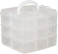 Rayher Sortierbox Aufbewahrung mit Griff, 15,5x15,5x12,9cm, 3 Etagen &aacute; 6 F&auml;cher,