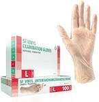 SF Vinylhandschuhe L Transparent &mdash; 100 St&uuml;ck Einweghandschuhe puderfrei 