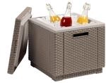 Allibert in Rattanoptik K&uuml;hlbox/Beistelltisch Ice Cube, Beige Garten K&uuml;hlbox,
