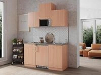 respekta K&uuml;chenzeile Gerda KB150BBMI Buche 150 cm Breite mit Elektroger&auml;ten