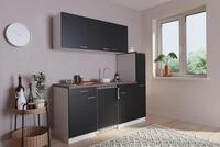 respekta K&uuml;chenzeile Luis KB180WS Schwarz 180 cm Breite mit Elektroger&auml;ten