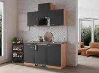 respekta K&uuml;chenzeile Gerda KB150BGMI Grau 150 cm Breite mit Elektroger&auml;ten