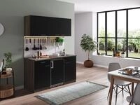 respekta K&uuml;chenzeile Oliver KB150EYSC Schwarz 150 cm Breite mit Elektroger&auml;ten
