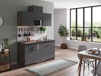 respekta K&uuml;chenzeile Oliver KB150EYGMIC Grau 150 cm Breite mit Elektroger&auml;ten