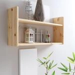 TiCAA Wandregal, H&auml;ngeregal, Kiefer Massivholz Natur, B&uuml;cherregal Wand 20 cm...