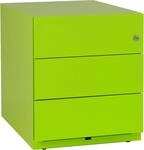 BISLEY Rollcontainer Note mit Griffleiste, 3 Universalschubladen, Metall, 604 Gr&uuml;n,