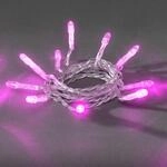 Konstsmide LED Lichterkette, 20 pinke Dioden, batteriebetrieben, transparentes Kabel,