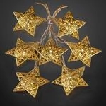 hellum Lichterkette Innen mit Sternen golden, 16 LED Stern beleuchtet warmwei&szlig;,