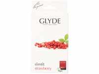 Glyde Ultra Slimfit Strawberry 10 schmale Condome mit Erdbeergeschmack, rot...