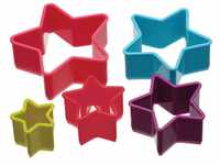 Colourworks Kunststoff-Sternform-Keksausstecher im Fünfer-Set, 11.5 x 11.5 x 5 cm