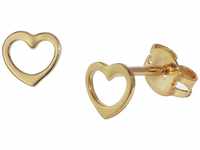 trendor Kinder-Ohrringe für Mädchen Gold 333 Offenes Herz verspielte...
