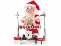 infactory Santa: Singender Schlagzeuger-Weihnachtsmann mit LED-Lichtershow