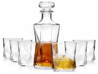 Bormioli Whisky Karaffe mit Gläsern 7 teilig | Whisky Set im modernen Design...